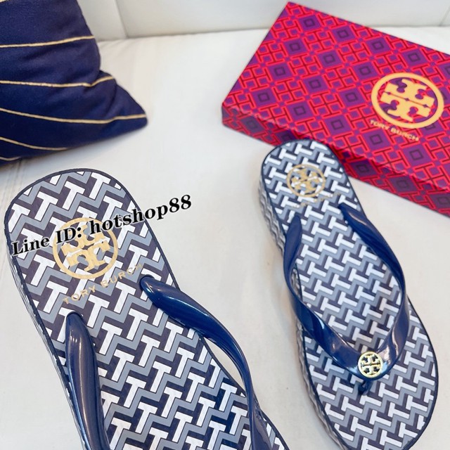 TORY BURCH2021年夏季新款女款坡跟人字拖TB官方春夏季主打款女士人字拖 dx2363